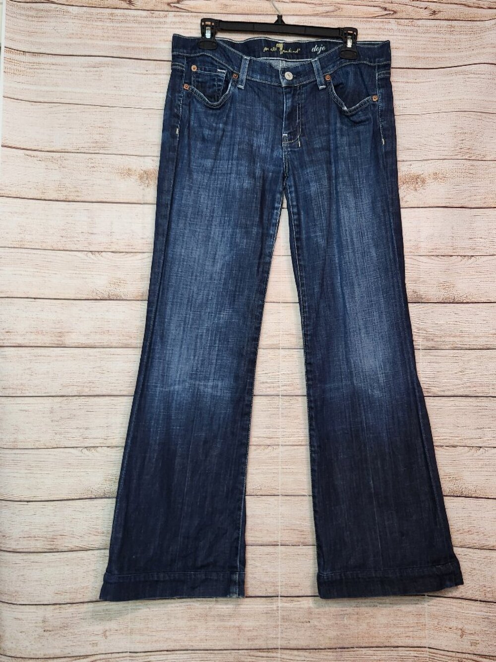 7 For All Mankind Women’s Dojo Jeans Size 30 Denim Distressed Hem Flared